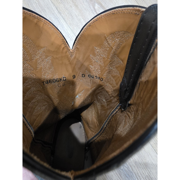 Lucchese 2000 Full Quill Ostrich Cowboy Boots Black Square Toe Men’s 9 D USA - Picture 9 of 10